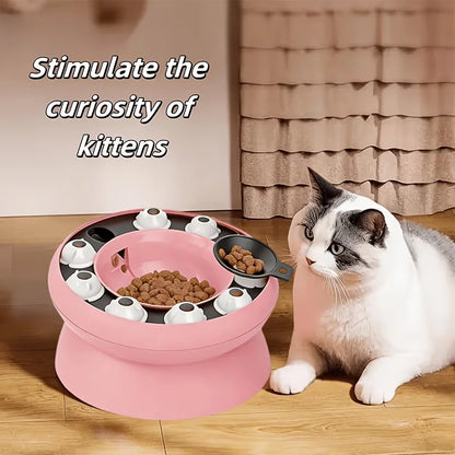 Interactive Cat Treat Dispenser Toy, Rotating Food Puzzle Bowl, Slow Feeder for Cats/Kittens, Funny Paw Work Design