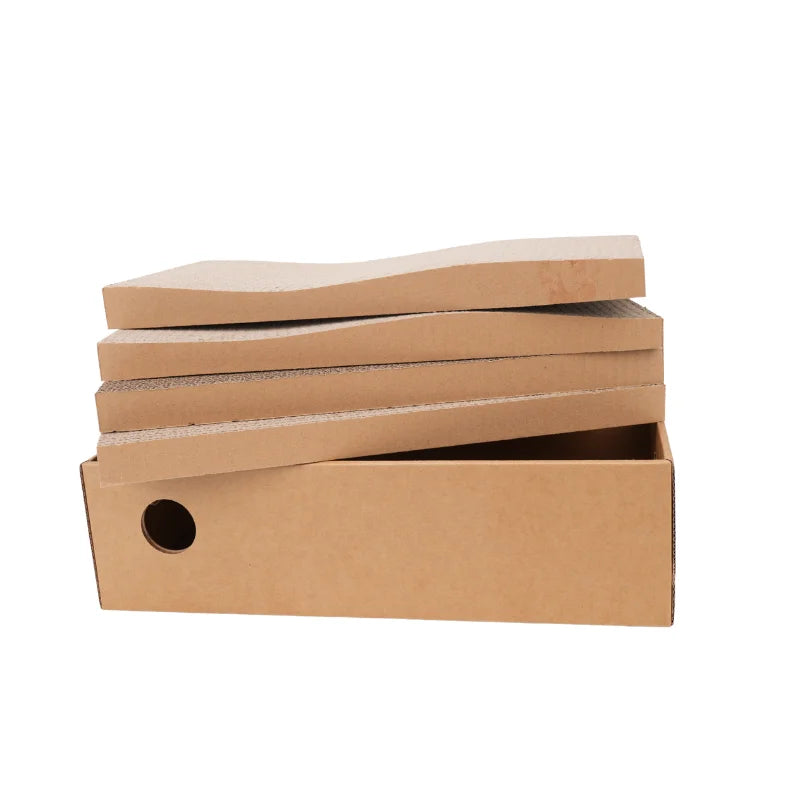 4 Pack 1 Cat Scratching Post Cardboard Box for Indoor Cats, Cat Scratching Mat for Cats & Kittens