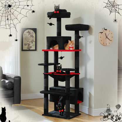 Large Cat Tree and Tower for Indoor Cats With Sisal-Covered Scratching Posts. Spacious Hammock, Padded Perches and Condos Cat Toys