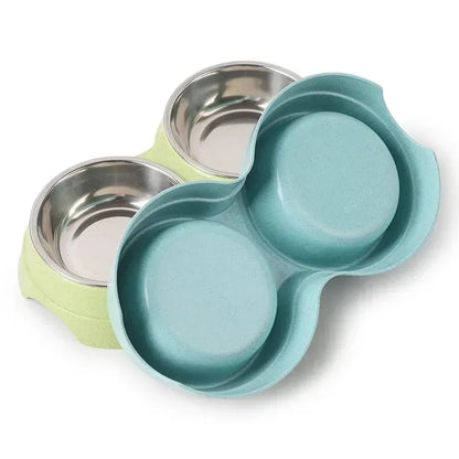 Stainless Steel Double Pet Bowls. Dog Food And Water Feeder Dish. Cat& Puppy Feeding Supplies. Small Dog