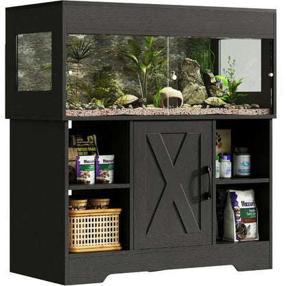 40 Gallon Reptile Terrarium Tank with Storage Cabinet and Stand Ideal for Leopard Geckos & Corn Snakes