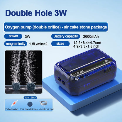 4800mAh aquarium oxygen pump, USB charging. Small, portable oxygen pump, Indoor and outdoor fishing aerator