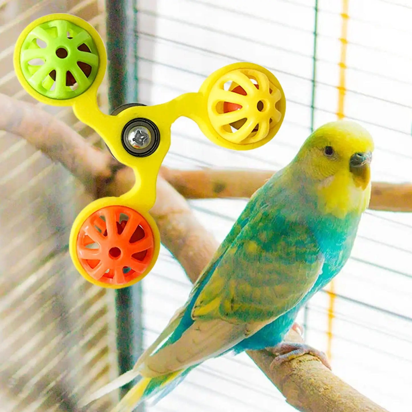 Bird Toys Interactive.  Rotating Windmill Toy. Bird Cage Toy For Parrots Rotating  For Stimulation and Entertainment.
