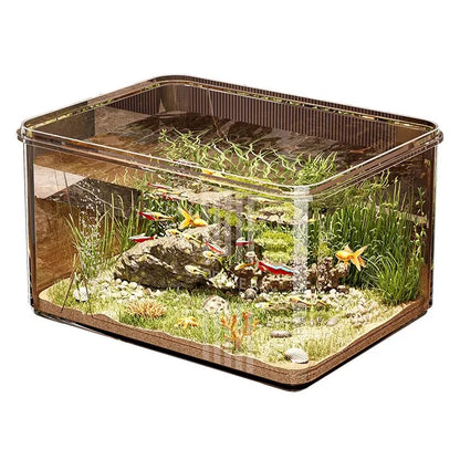 Mini Transparent Thick Acrylic Desktop Aquarium Fish Tank. Square Small Home Office. Goldfish, Turtle  Fish Tank Accessories