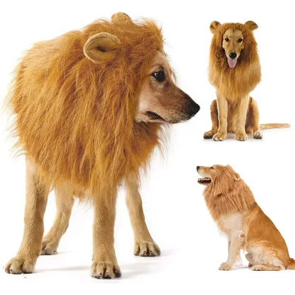 1pc Cute Pet Dog Cosplay Clothes. Lion Mane For Dogs. Costumes, Realistic Lion Wig For Medium to Large Dogs With Ears.