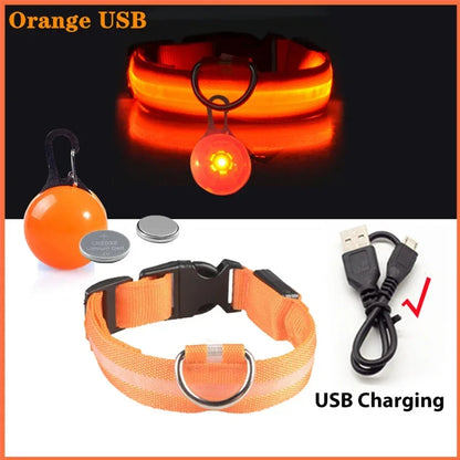 Usb Charging Glowing Collar With Pendant Detachable Luxury Led Light. For Small Dogs Cat Night Safety