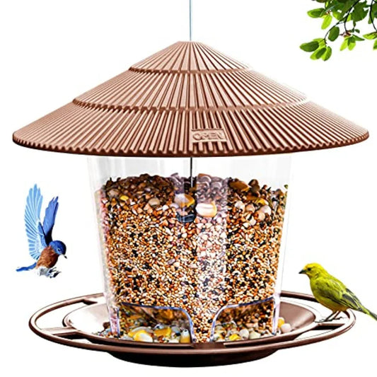 【Spot goods】Bird Feeder Outdoor Hanging for Wild Bird Seed, Brown