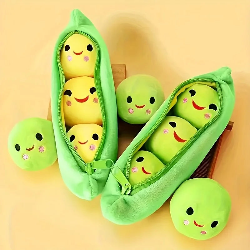 1 cute pea pod plush dog toy with smiling face - soft, interactive pet play and slow feeder