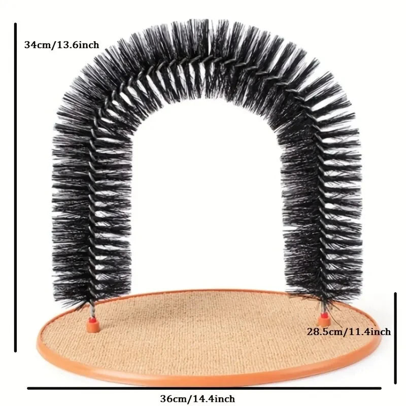 Cat Toy Arch. Self Groome, Pamper Feline with A Massage. Grooming /Rubbing Brush with Scratching Pad . Toy for Cats. Interactive Toys