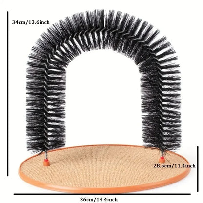 Cat Toy Arch. Self Groome, Pamper Feline with A Massage. Grooming /Rubbing Brush with Scratching Pad . Toy for Cats. Interactive Toys