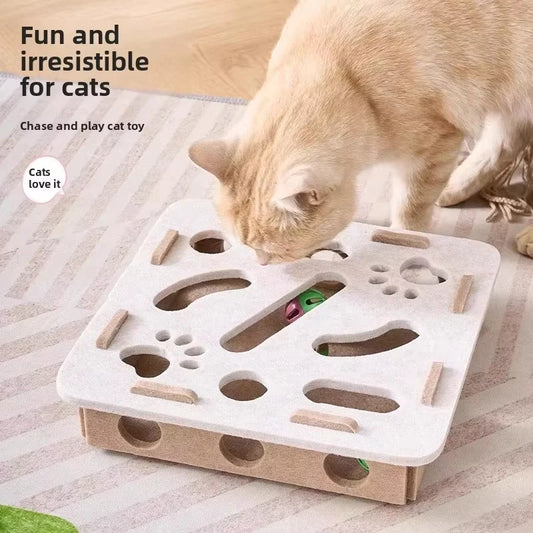 Cat Puzzle Toy. Felt Puzzle Box With Ball. Indoor Sports Entertainment. Hunting Cat Toys