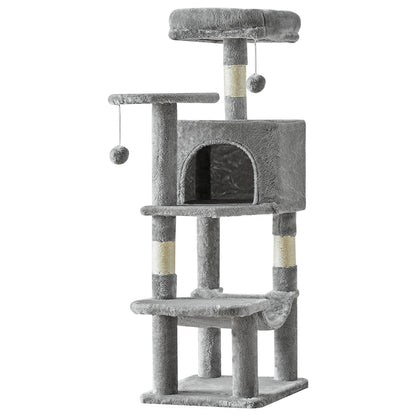 44In Cat Tree, Tall, Multi-Cat Climbing Tower. Natural Sisal Scratching Posts. Stable Pet House for Indoor Cats