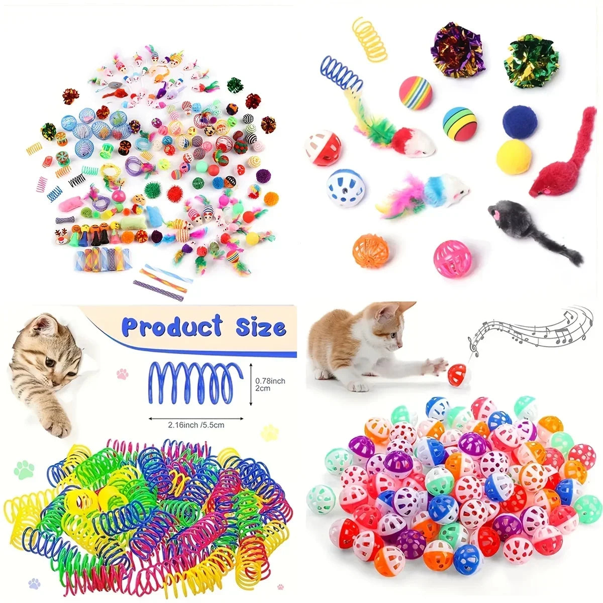 28pc or 14pc Cat Toys Mixed Pack. A Combination of Various Plastic Toys and Plush Toys Suitable for Multiple Cats To Play