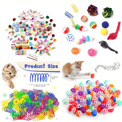 28pc or 14pc Cat Toys Mixed Pack. A Combination of Various Plastic Toys and Plush Toys Suitable for Multiple Cats To Play