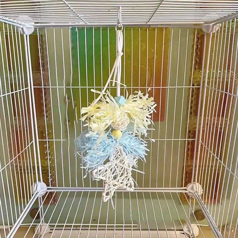 Parakeet Toys. Parrot Cage Bite Toys For Cockatoos, African Grey, Macaws, Love Birds. Fun And Durable.