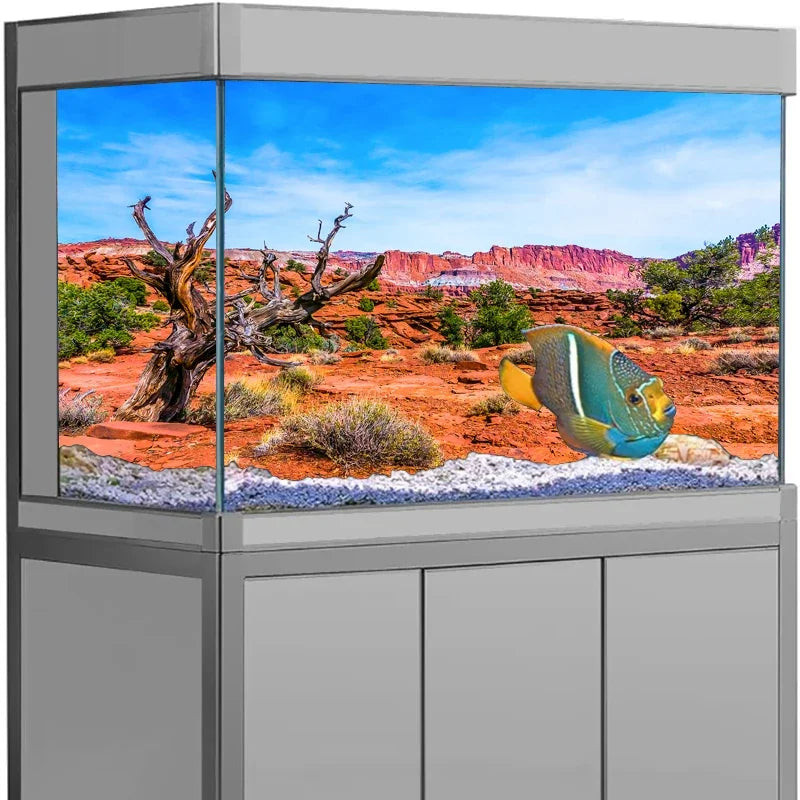 Decoration  Aquarium Background Poster Desert Landscape. Self Adhesive Fish Tank Backing