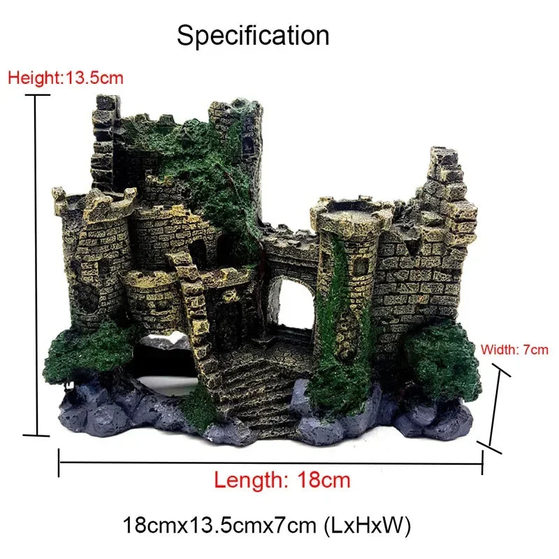 New Resin Artificial Fish Tank Ancient Castle Decoration. Aquarium Rock Cave Building Decoration