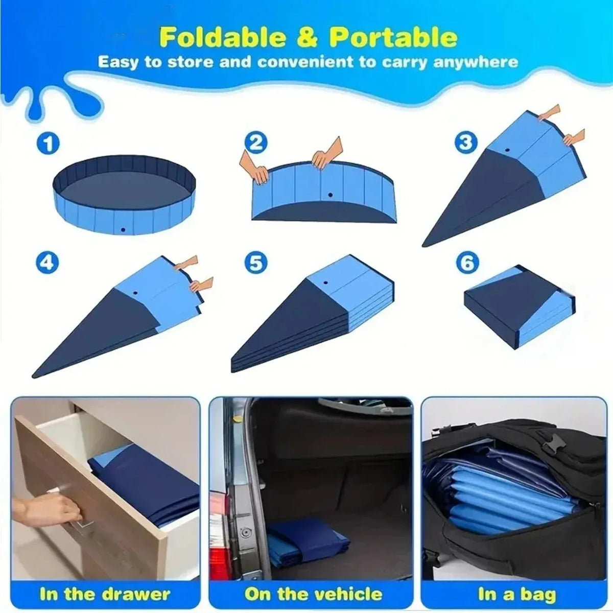 Pet Swimming Poo.l Bath Supplies. Foldable Large Dog Bath, Pet Pool. Dog &  Cat Bath.  Dog Swimming Pool Outdoor