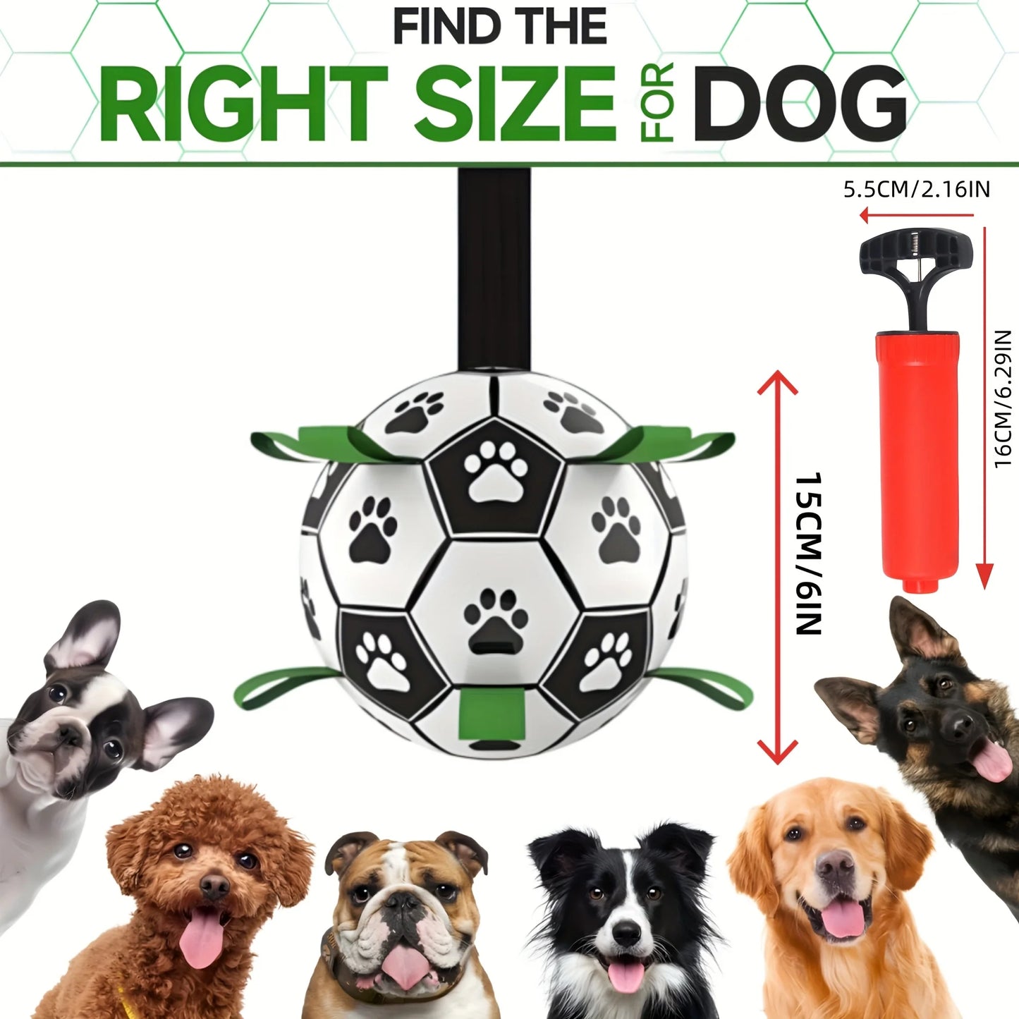 Interactive Dog Soccer Toy with A Grip Ring, Durable Water Ball for Dogs, Dog Chasing and Playing Toy, Without Battery
