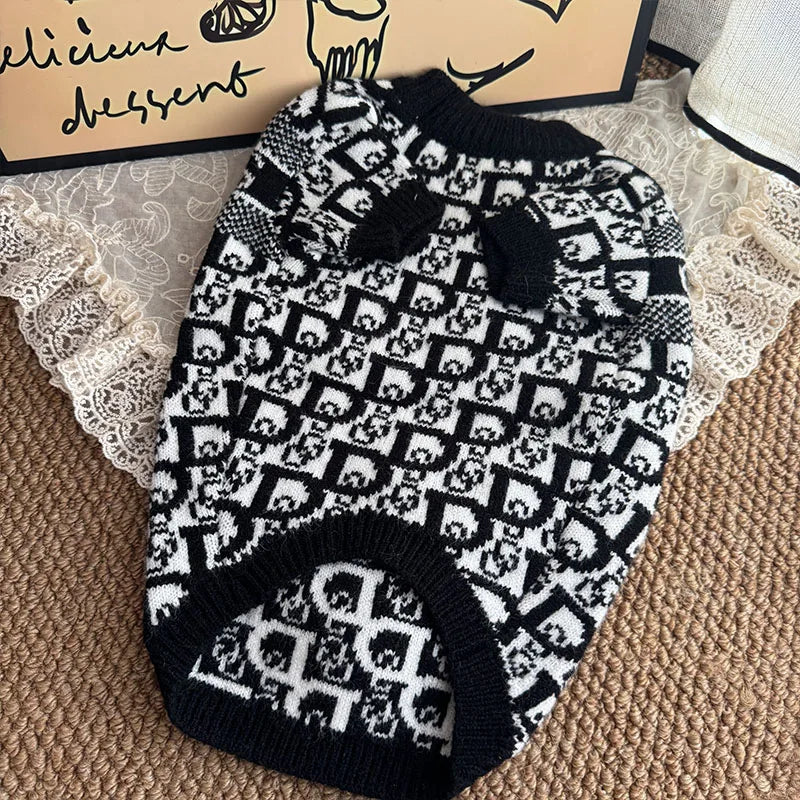 Luxury Designer Dog Winter Clothes, XS-2XL. Warm, Soft Puppy Sweaters Knitted. French Bull Knitwear
