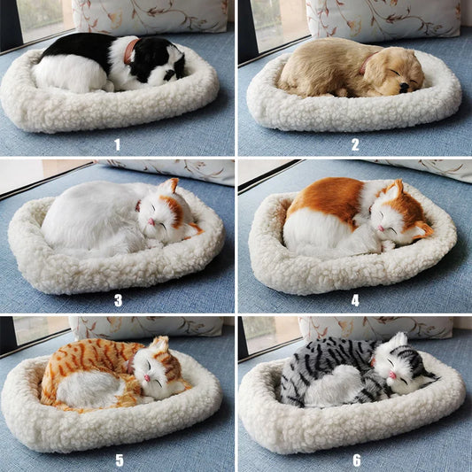 Breathing Cat Simulation. Plush Sleeping Cat or Dog Home Decoration Ornament. Photography Props Crafts