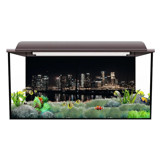 3D City Night Scene  Aquarium Background Poster. PVC Adhesive Sticker Fish Tank Underwater World Backdrop