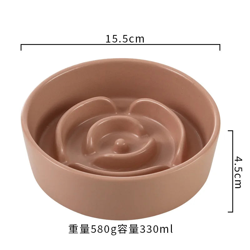 Ceramic Cat or Dog Bowl. Small and Medium-Sized Dogs. Slow Feeding, Anti-Choke Slow Food Bowl. Anti-Tumble