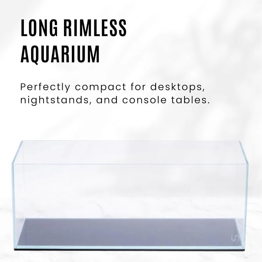 UNS Ultra Clear Rimless Fish Tank with 45 Mitered Edge and Leveling Mat Included 3.4GAL 13L Capacity 17.71x6.69x6.69 in 45x17x1