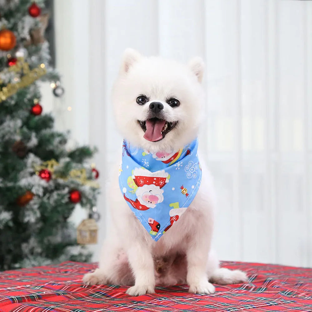 Christmas Dog Bandanas. Christmas Tree and Santa Claus Dog Scarf for Boys and Girls Holiday Bandana for Cats & Dogs
