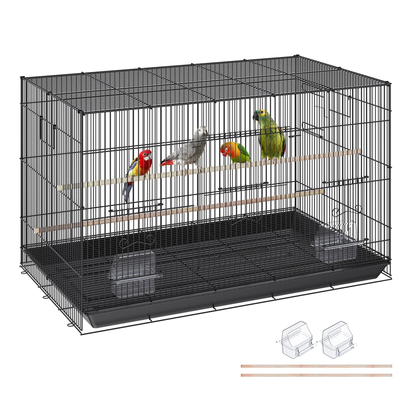 30 inch Pet Bird Cage. Metal, Large Parakeet Cages with Rolling Stand Tray for Cockatiels, Parrot, Budgies, Lovebird & Canaries