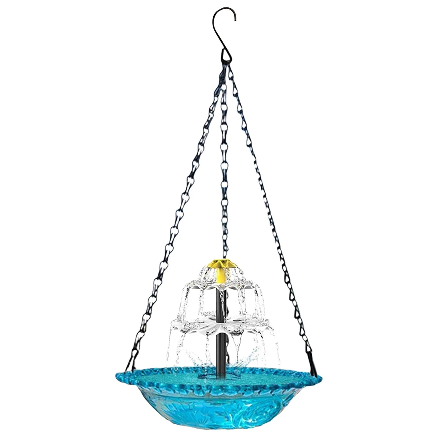 Bird Feeder. Hanging Bird Bath with Fountain. Outdoor Bird Drinking Tray with Hook for Garden Backyard. Wildlife Feeder
