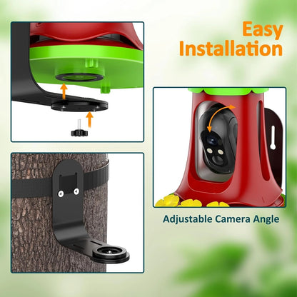 Hummingbird Feeder with Camera, 7W Solar-Powered, Smart Bird Feeder. Camera with SD Card, Anti-Ant Moat ,Outdoor Bird Raising Camera