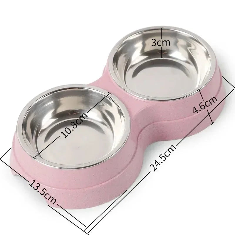 Stainless Steel Double Pet Bowls. Dog Food And Water Feeder Dish. Cat& Puppy Feeding Supplies. Small Dog