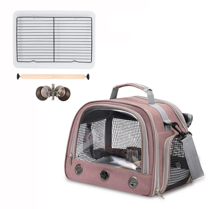 Pet Bird Carrier Bag. Outdoor, Portable, One Shoulder, Breathable Birdcage. Perch Platform, Parrot Cage Bird Supplies For Parakeet