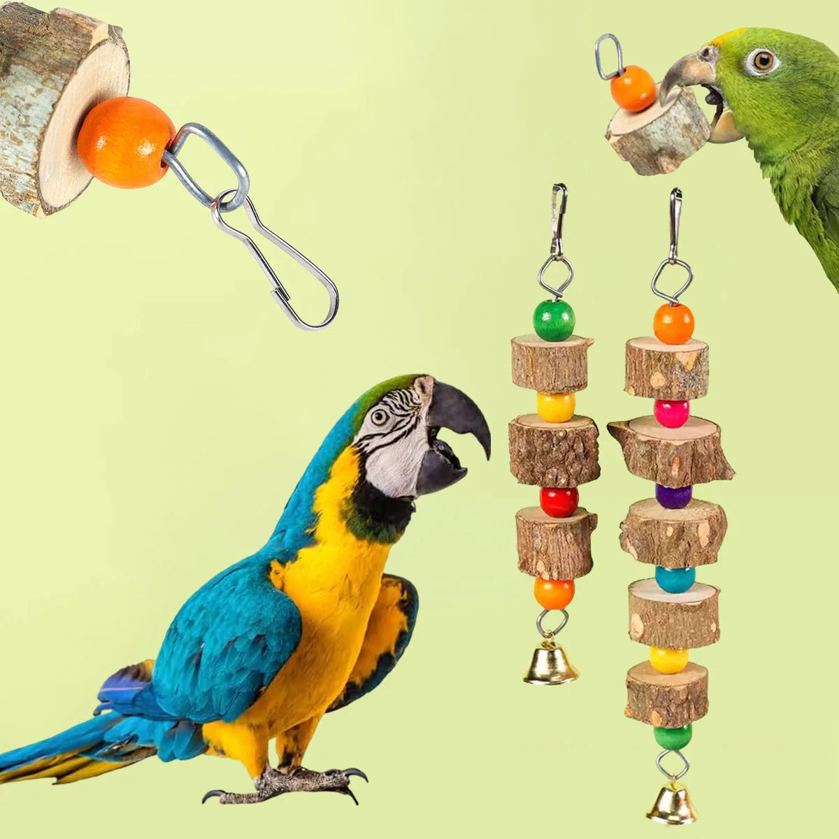 Bird Chew Toys, Natural Wood Toys. Wooden Parrot Chew Toy. Bird Cage Decoration.  Parrot and Cockatiels