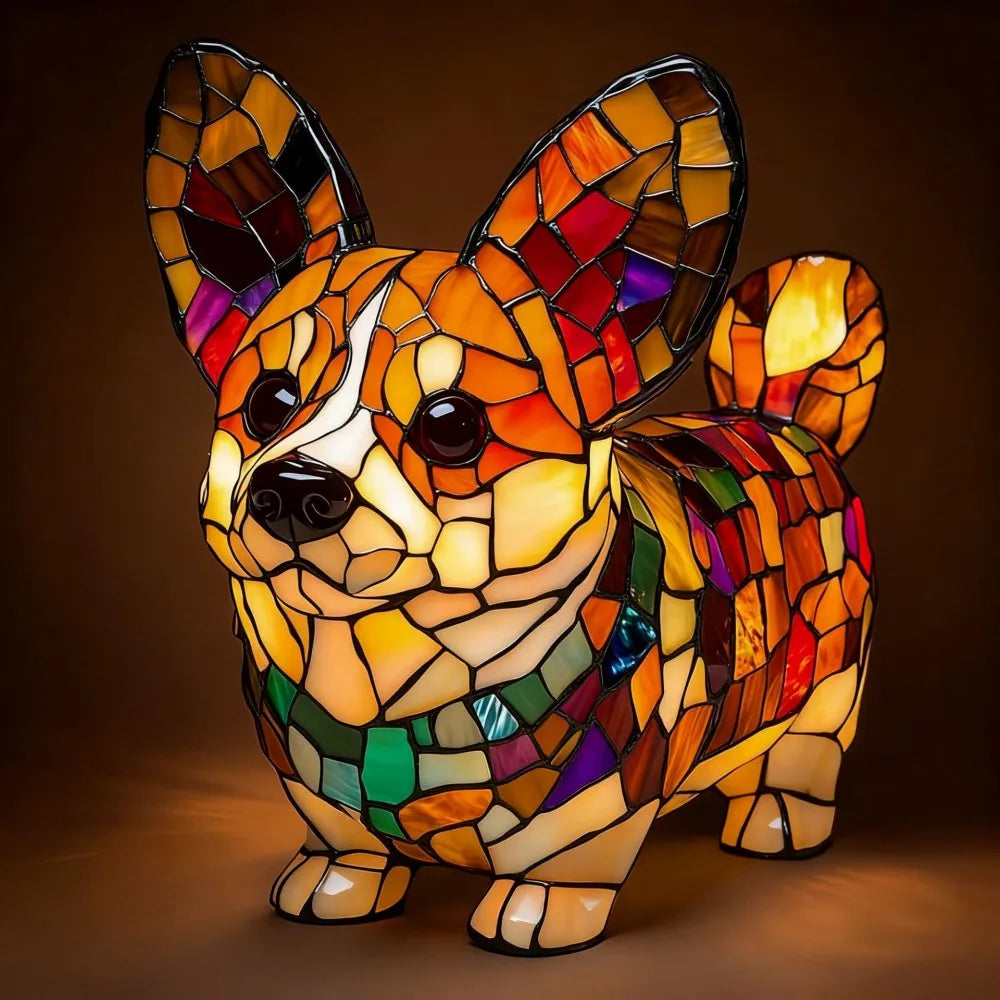 LED Night Light Glowing Dog. Series Artistic Animal Statue. French Bulldog, Labrador Retriever, Golden Retriever. Resin Ornaments