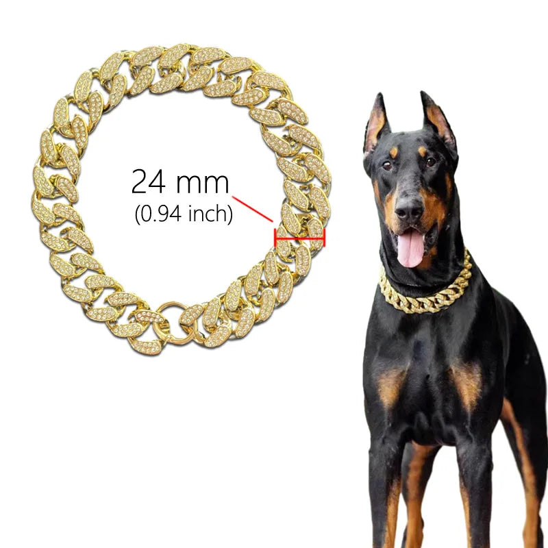 ABS Plastic Dog Collar Chain Diamond Inlay Sparkle. Cat Collars, Small Medium Large Dogs