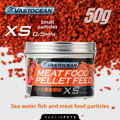 VASTOCEAN Marine Fish Food. Soft Slow-Sink Pellets. Coral Tank Safe Formula for Clownfish, Picky Eaters Ornamental Fish