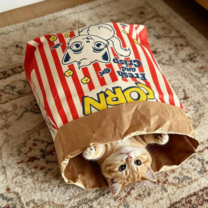 Interactive Pet Paper Bag Toy. Thick Kraft Paper, Dispenses Treats, Makes Crinkle Sound, Reduces Boredom For Cats And Dogs