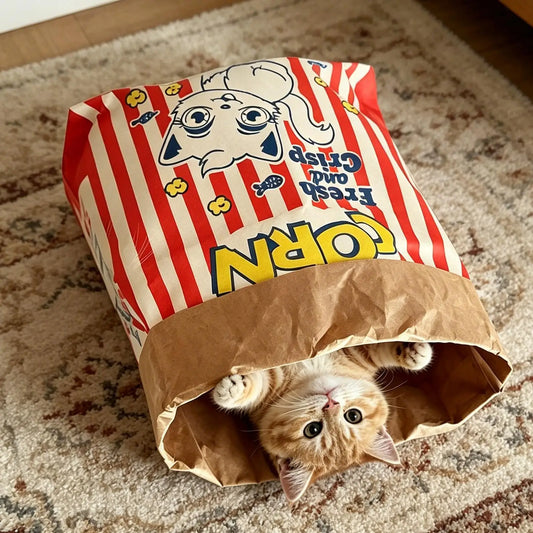 Interactive Pet Paper Bag Toy. Thick Kraft Paper, Dispenses Treats, Makes Crinkle Sound, Reduces Boredom For Cats And Dogs