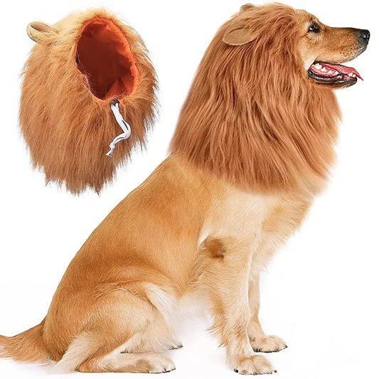 1pc Cute Pet Dog Cosplay Clothes. Lion Mane For Dogs. Costumes, Realistic Lion Wig For Medium to Large Dogs With Ears.