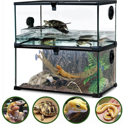 Reptile Bridge Hammock. Jungle Climbing Vines and Leaves with Suction Cup. Habitat Decorations for Hiding and Climbing for Snakes & Geckos