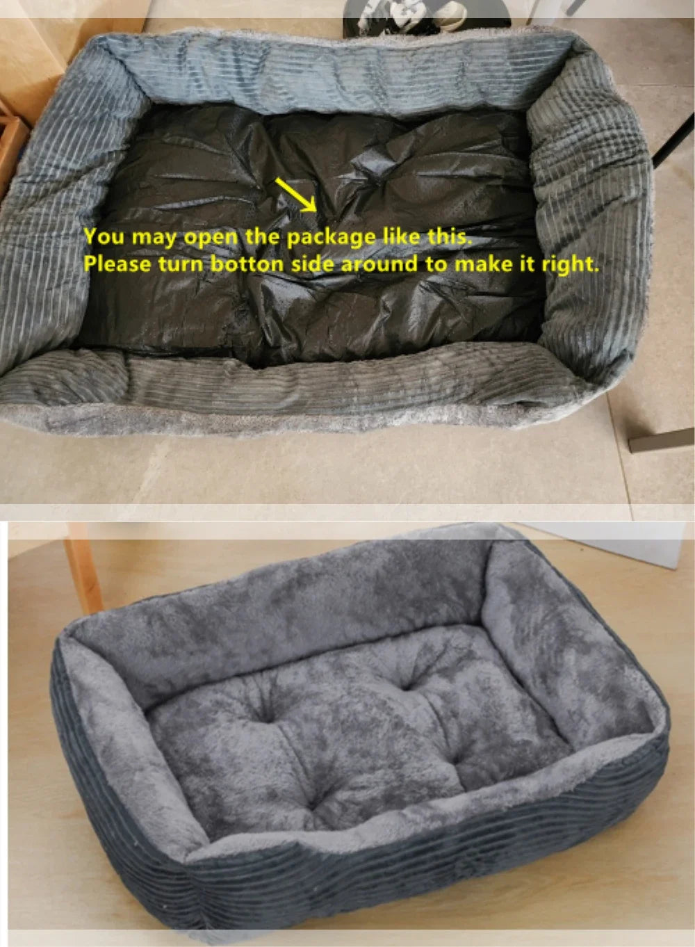 Square Dogs Bed, Plush Calming Sofa Bed. Soft Cushion for Small & Medium Cats/Dogs